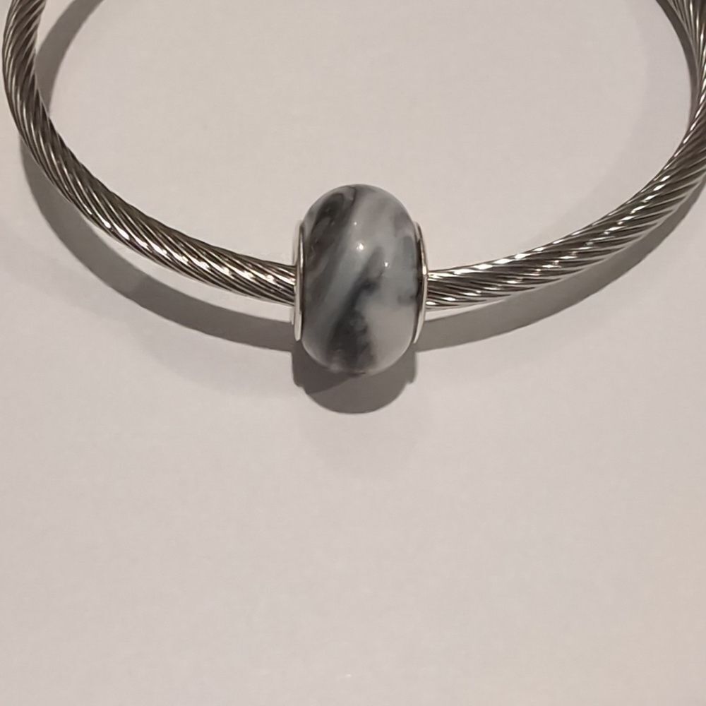 Silver Blended Black and White‎ Charm for Pandora Style Bracelet